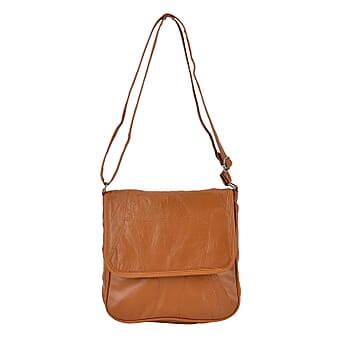 https://tjcuk.sirv.com/Products/77/4/7746277/Sheepskin-Leather-Solid-Crossbody-Bag-Size-23x25x6-Tan-Black_7746277.jpg?w=342&h=342