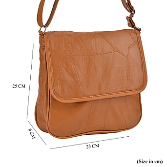 https://tjcuk.sirv.com/Products/77/4/7746277/Sheepskin-Leather-Solid-Crossbody-Bag-Size-23x25x6-Tan-Black_7746277_5.jpg?w=342&h=342
