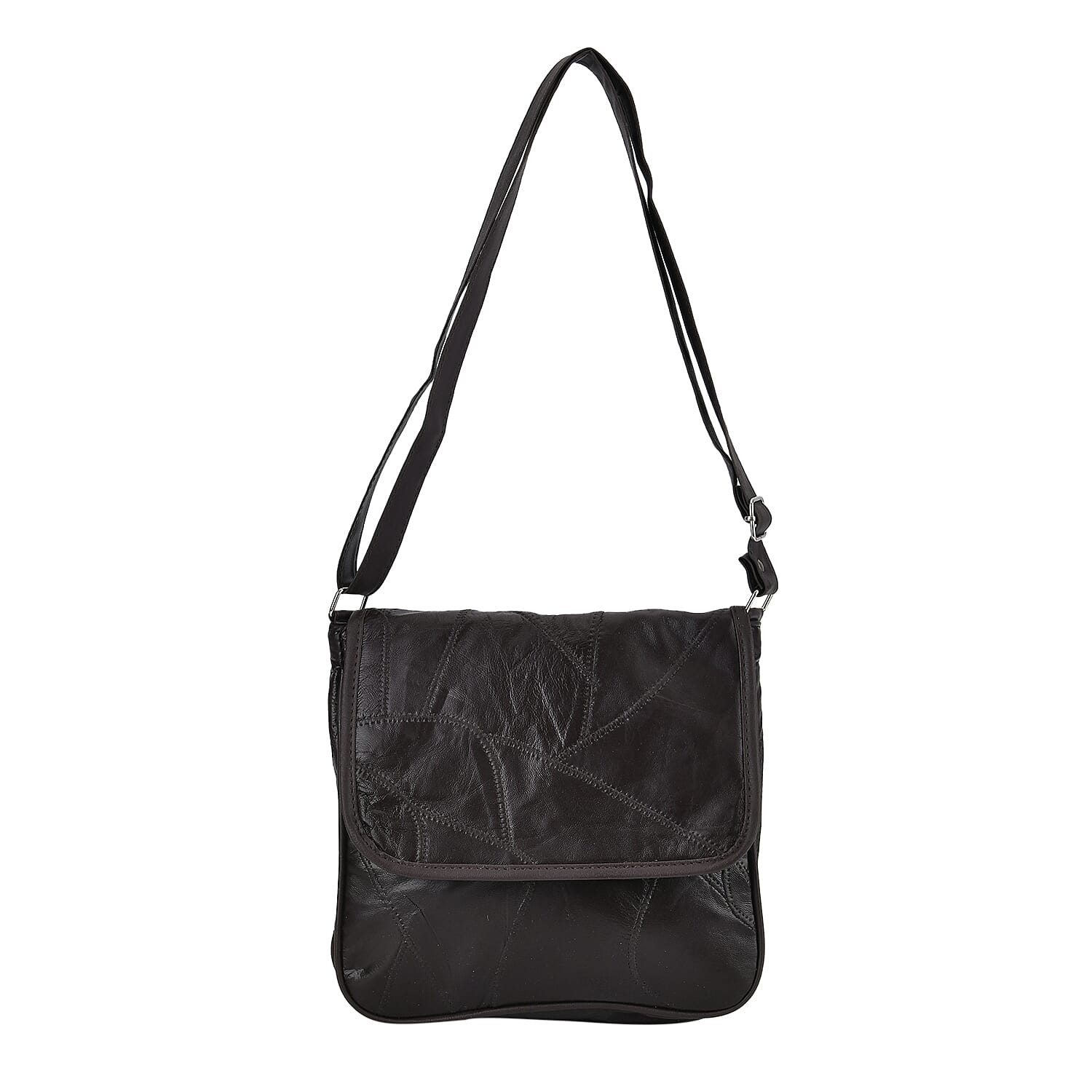 Leather Solid Crossbody Bag (Size 23x25x6 ) - Zed Black