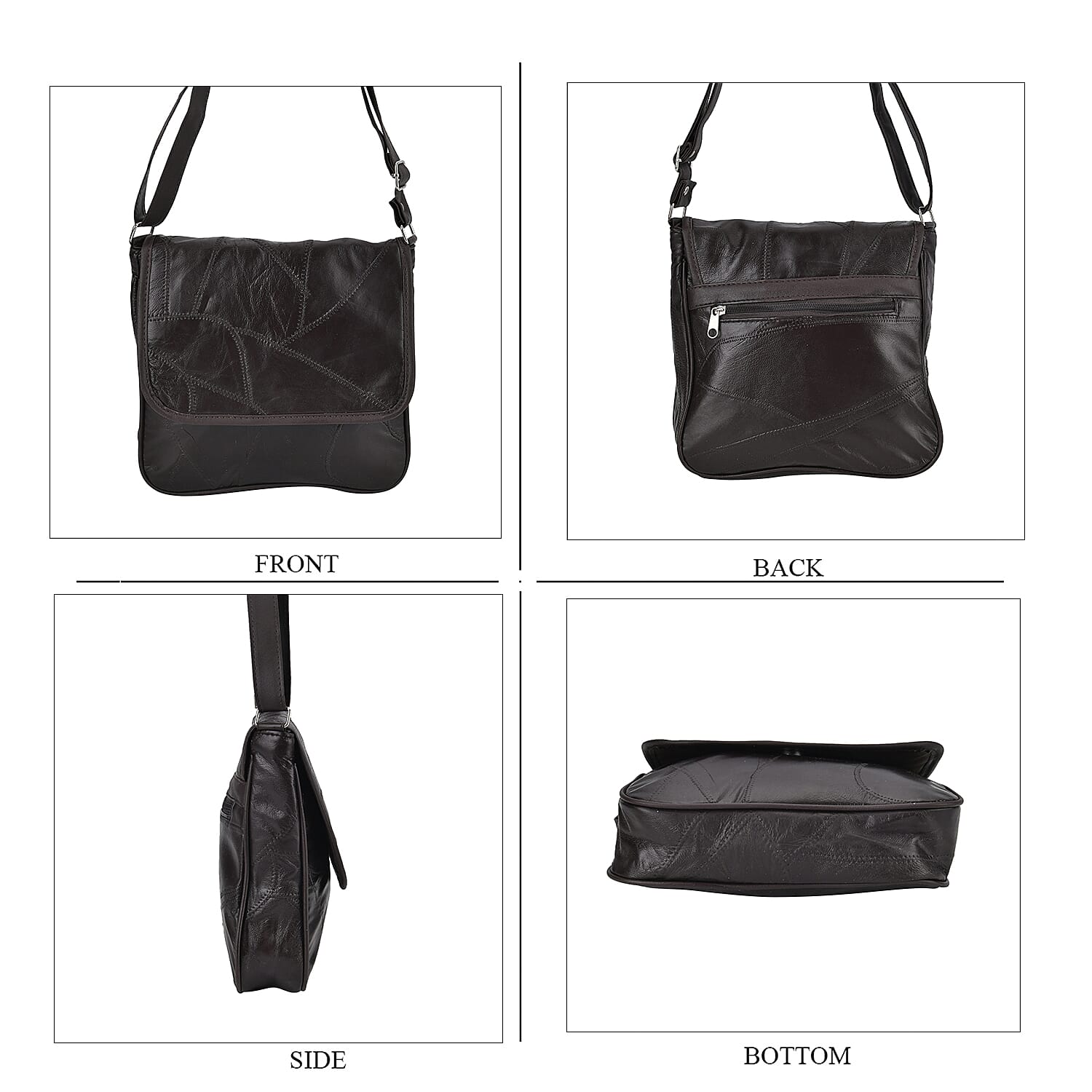 Leather Solid Crossbody Bag (Size 23x25x6 ) - Zed Black