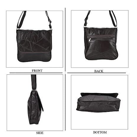 Leather Solid Crossbody Bag (Size 23x25x6 ) - Zed Black