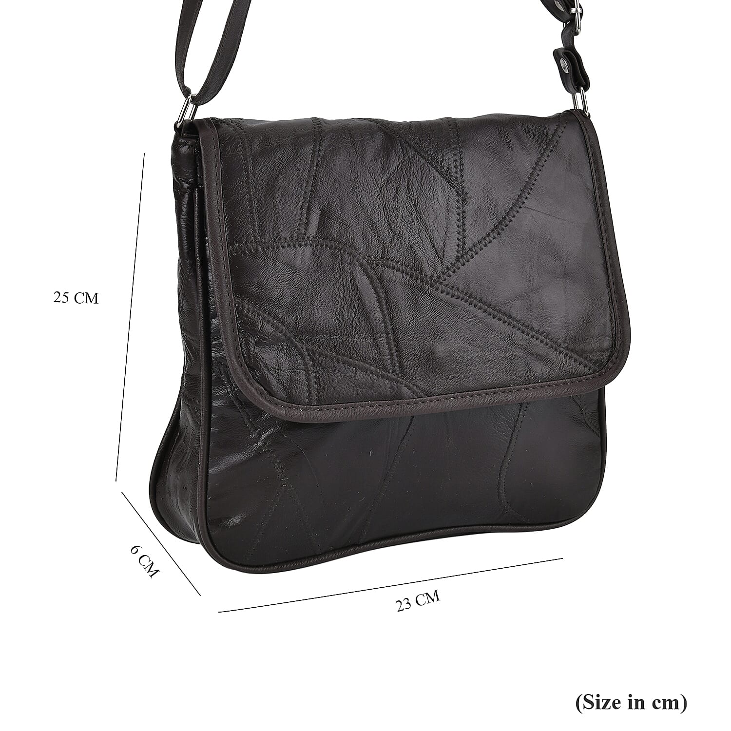 Leather Solid Crossbody Bag (Size 23x25x6 ) - Zed Black