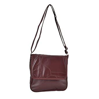 https://tjcuk.sirv.com/Products/77/4/7746279/Sheepskin-Leather-Solid-Crossbody-Bag-Size-23x25x6-Burgundy-Black_7746279.jpg?w=342&h=342