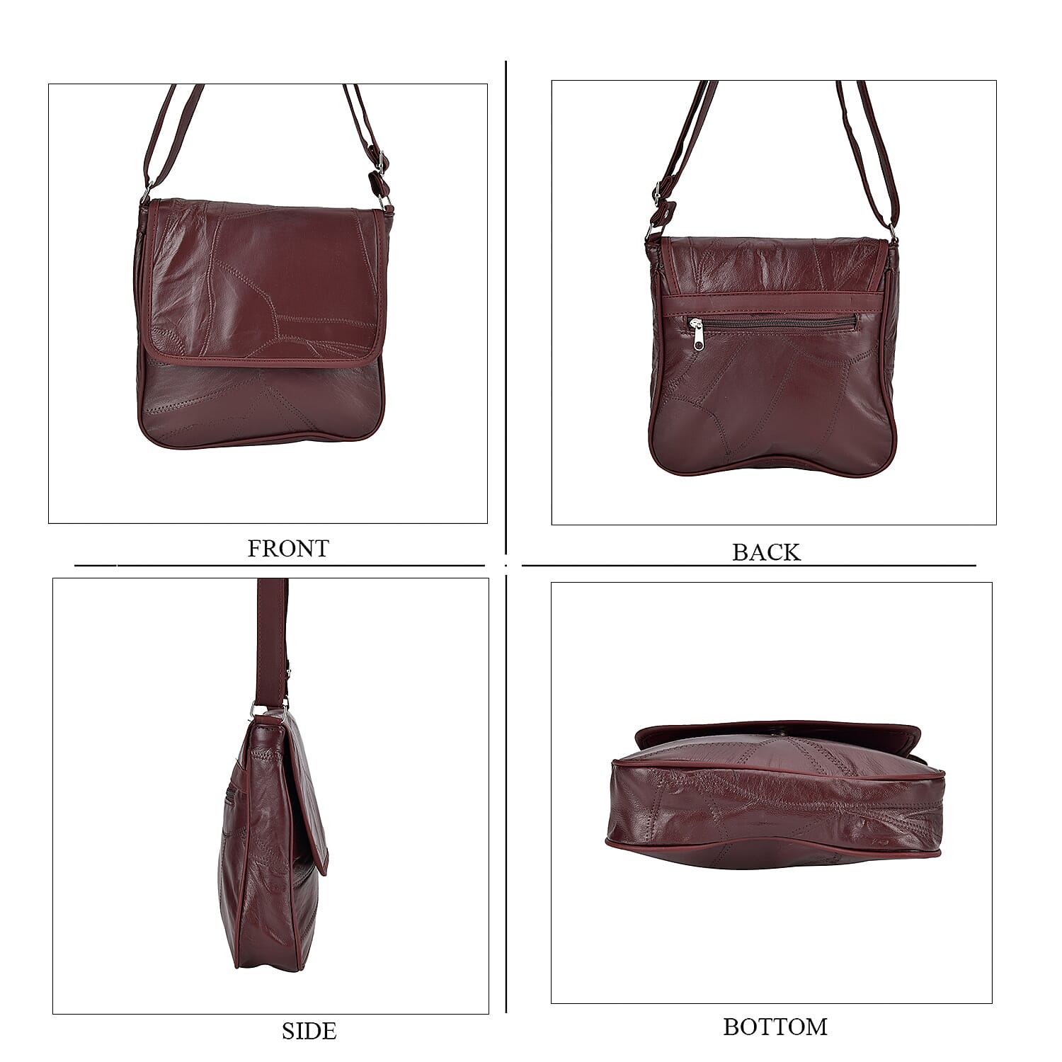Peachwork Leather Flap Crossbody Bag - Dark Maroon