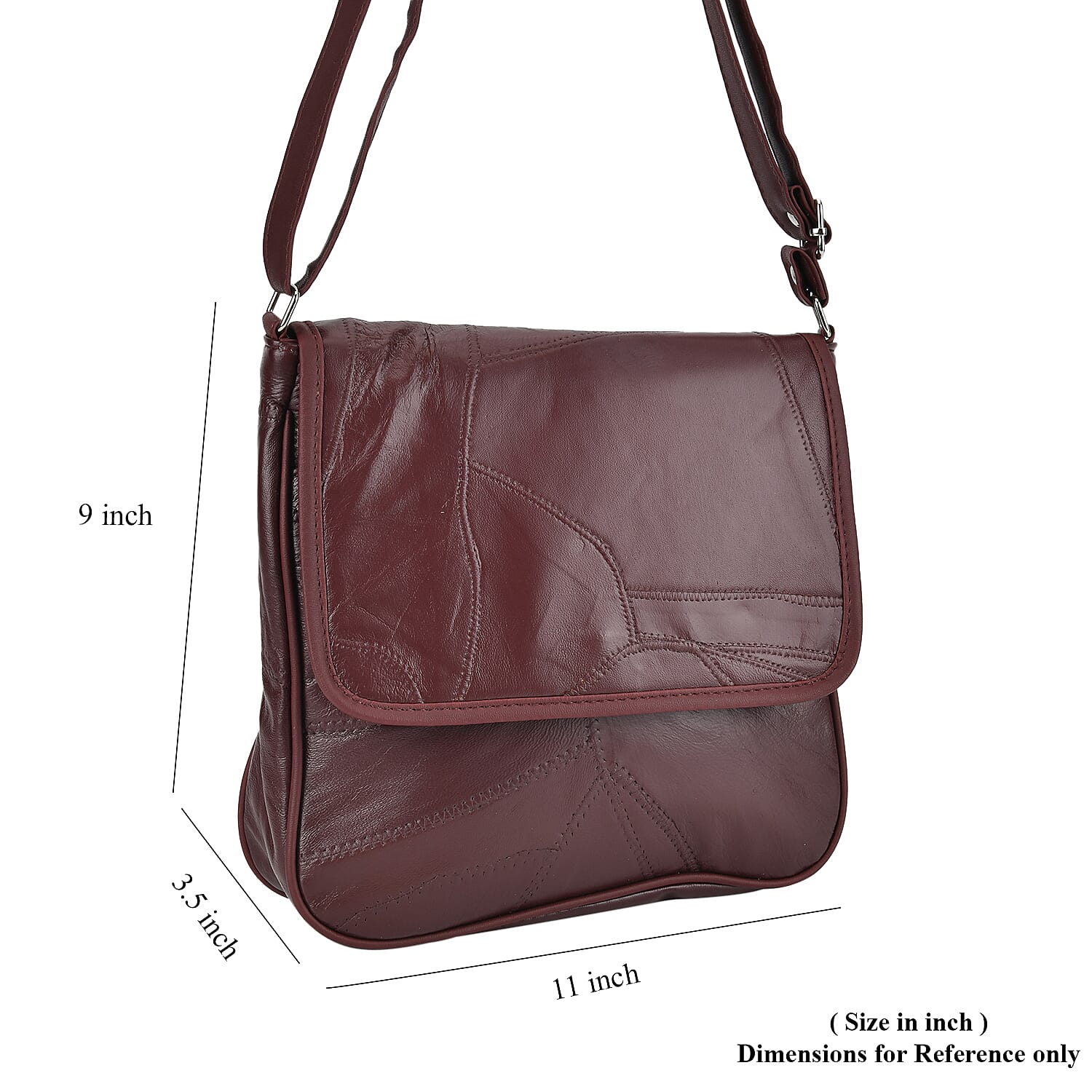 Peachwork Leather Flap Crossbody Bag - Dark Maroon