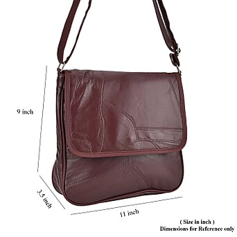 https://tjcuk.sirv.com/Products/77/4/7746279/Sheepskin-Leather-Solid-Crossbody-Bag-Size-23x25x6-Burgundy-Black_7746279_5.jpg?w=342&h=342