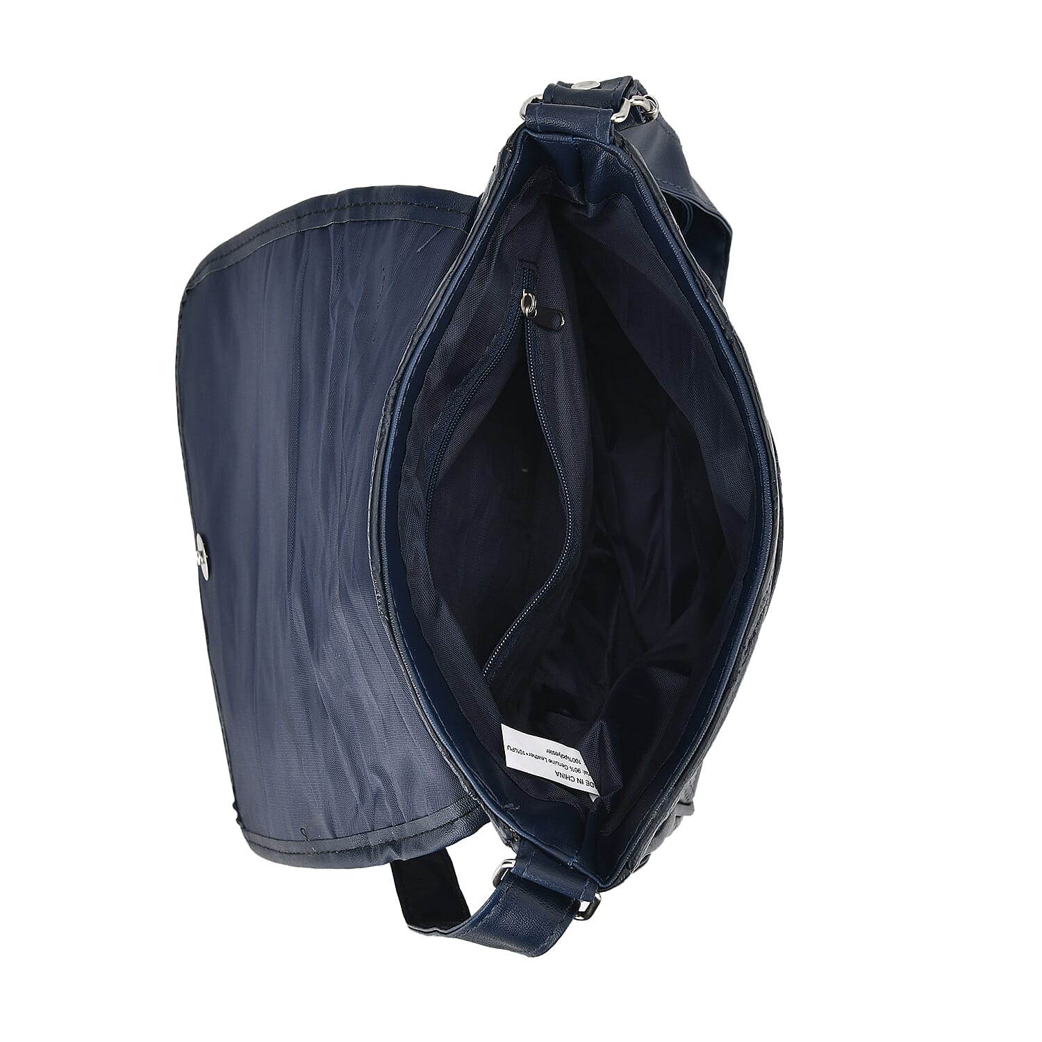 100% Patchwork Leather Solid Crossbody Bag - Blue