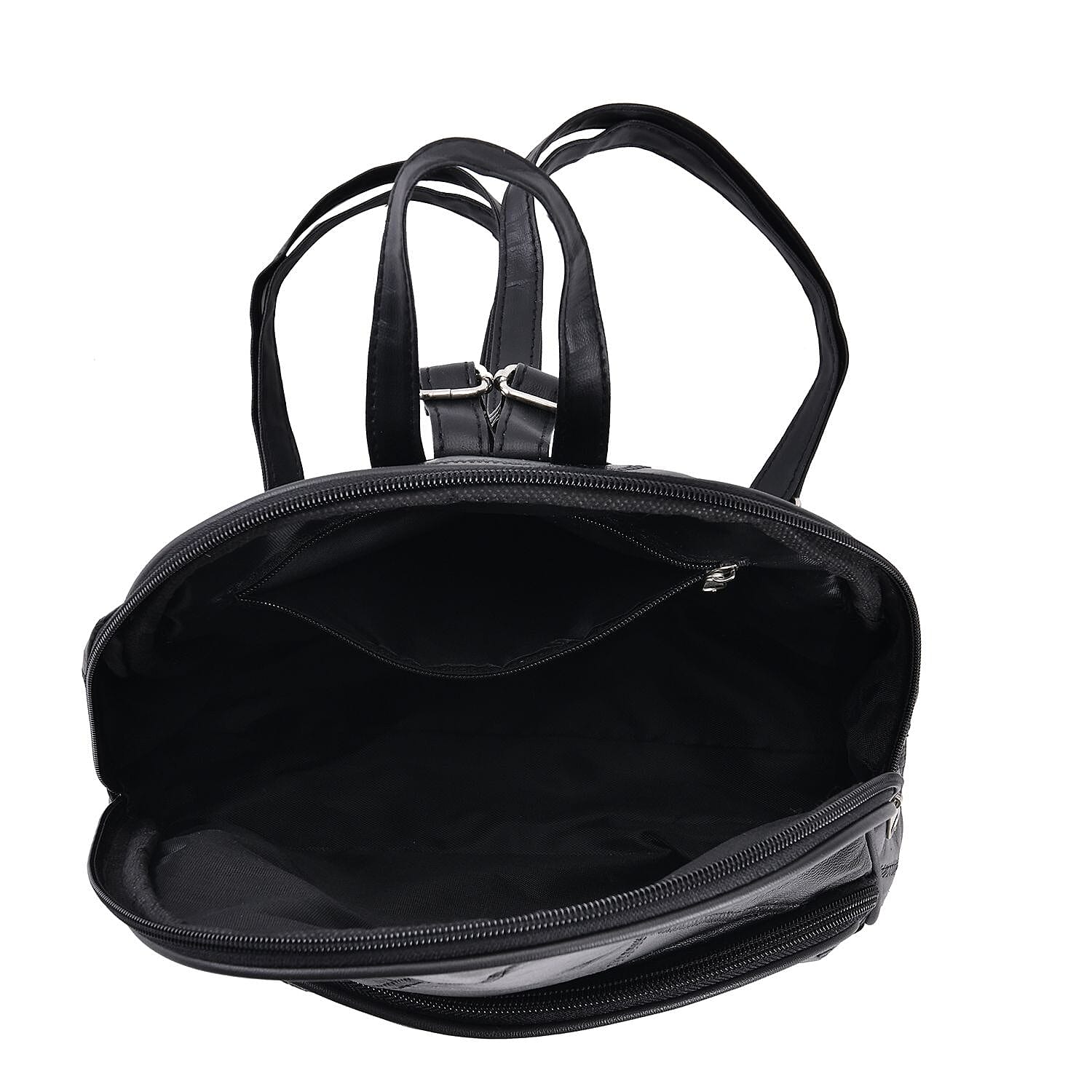 Sheepskin Leather Solid Backpack - Black