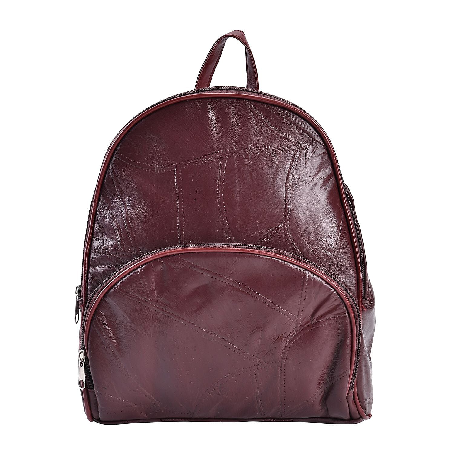 Sheepskin Leather Solid Backpack (Size 27x25x10 ) - Burgundy & Black