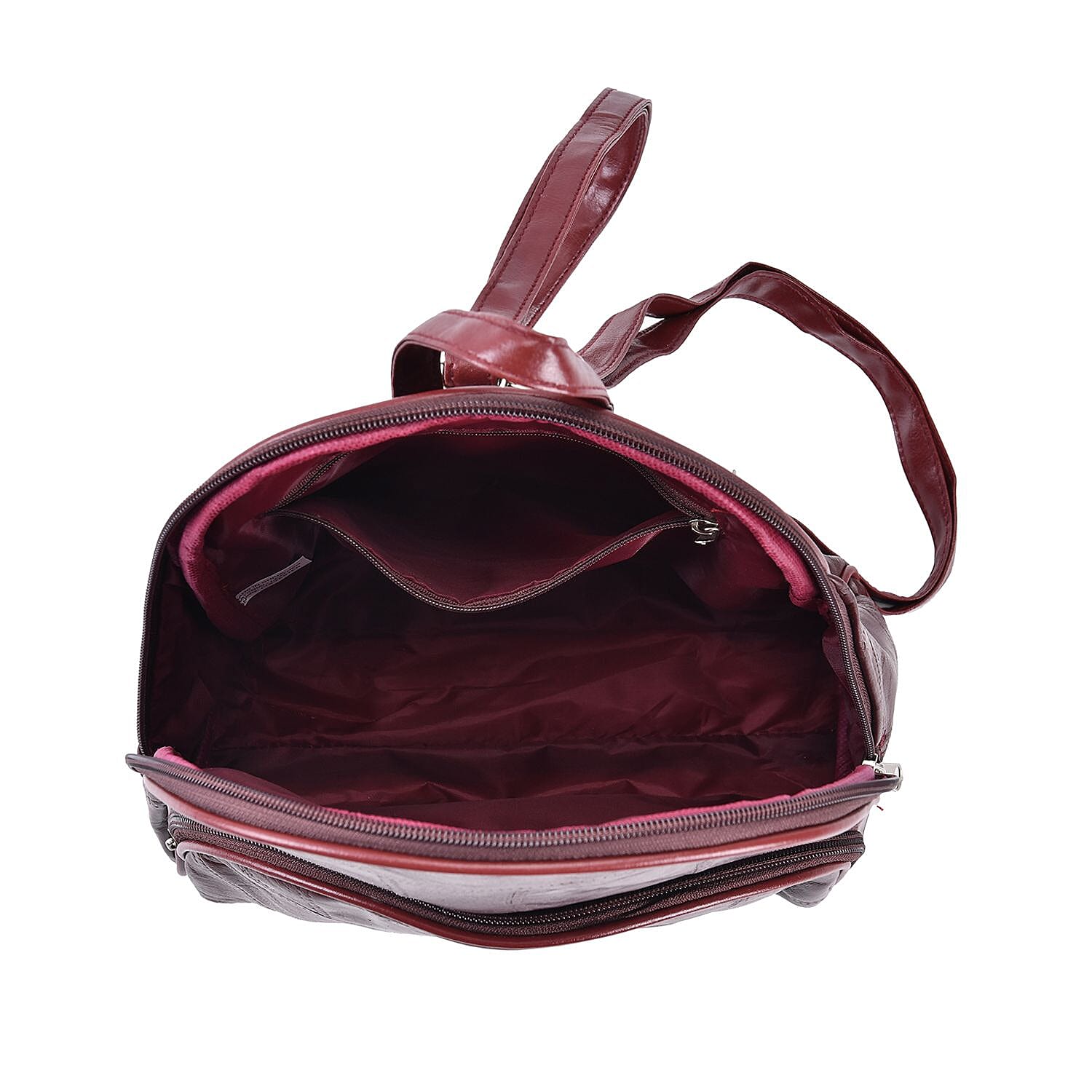 Sheepskin Leather Solid Backpack (Size 27x25x10 ) - Burgundy & Black