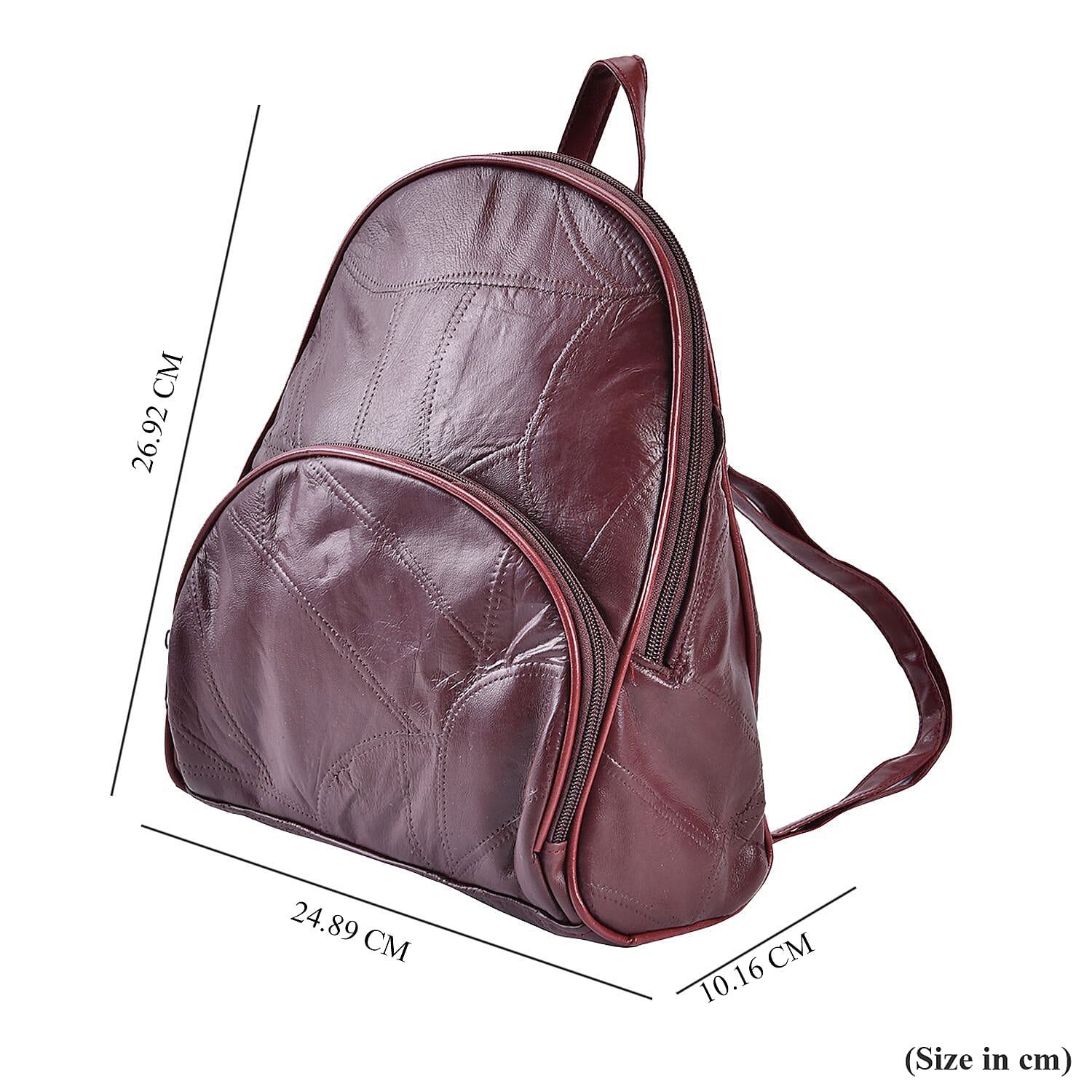 Sheepskin Leather Solid Backpack (Size 27x25x10 ) - Burgundy & Black