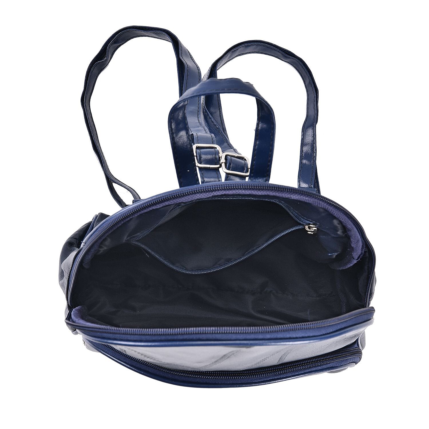 Sheepskin Leather Solid Backpack (Size 27x25x10 ) - Blue & Black