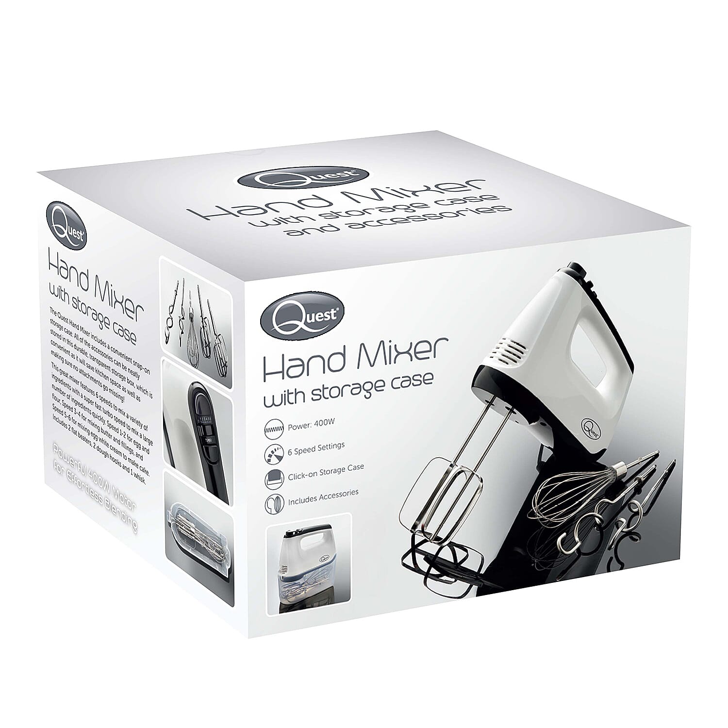 QUEST Hand Mixer with Storage Case (Power 400W) - White