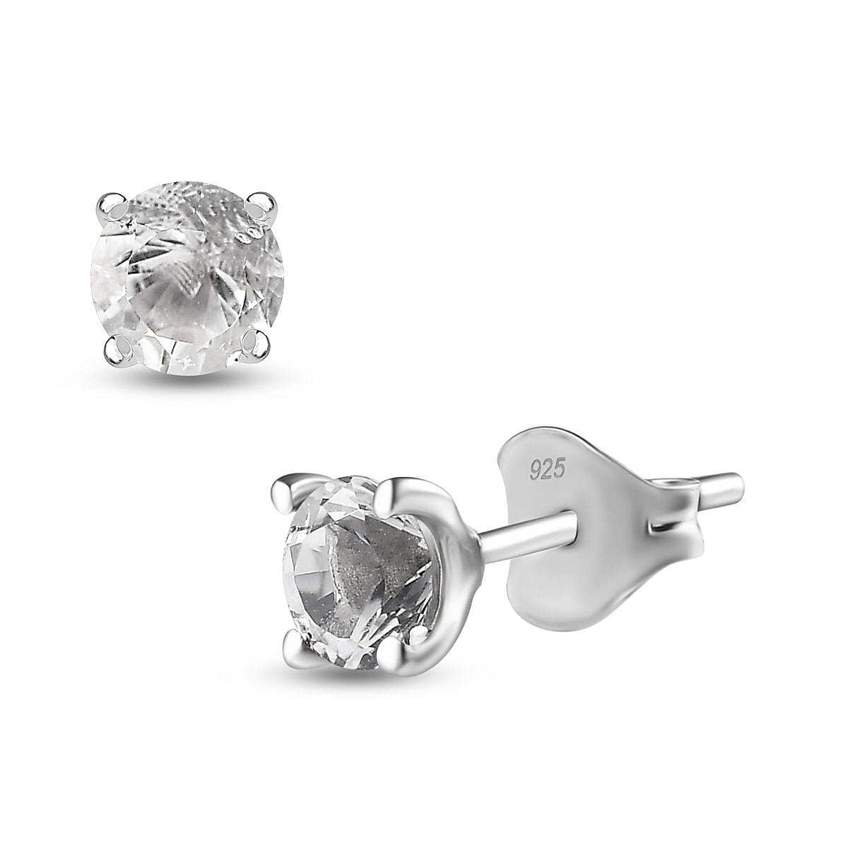 One Time Closeout - Petalite Solitaire Stud Earrings in Platinum Overlay Sterling Silver