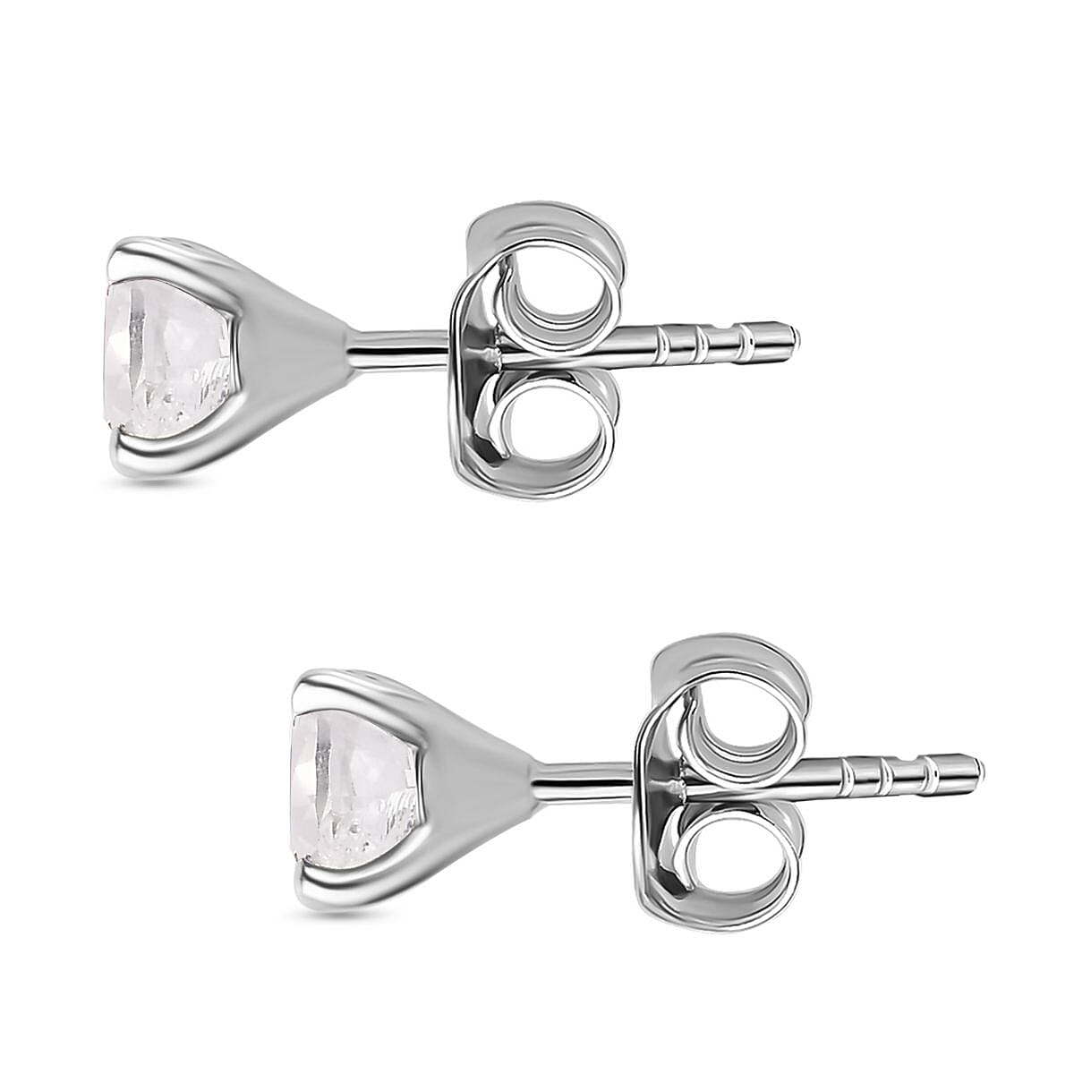 One Time Closeout - Petalite Solitaire Stud Earrings in Platinum Overlay Sterling Silver