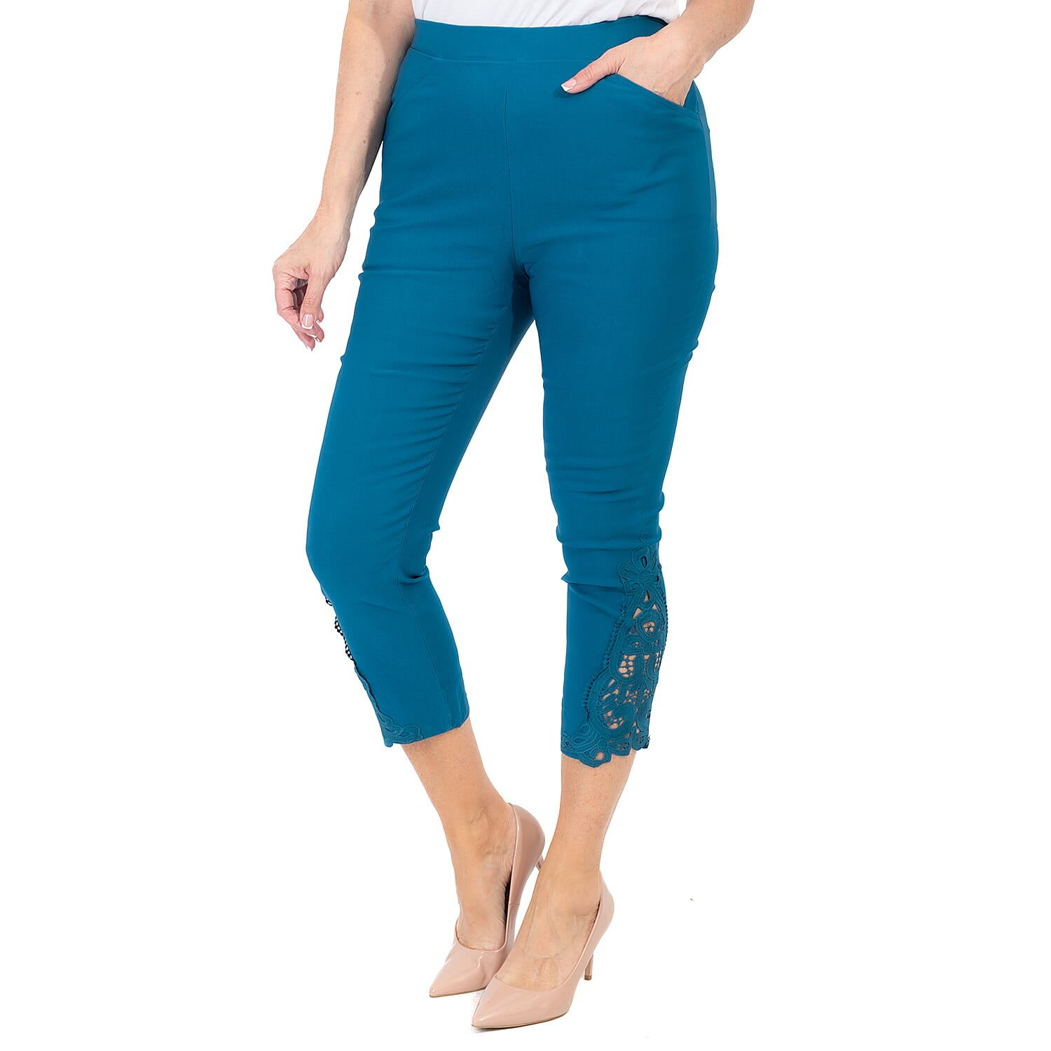 Maison Crotchet Bengaline Trouser (Size L) - Teal