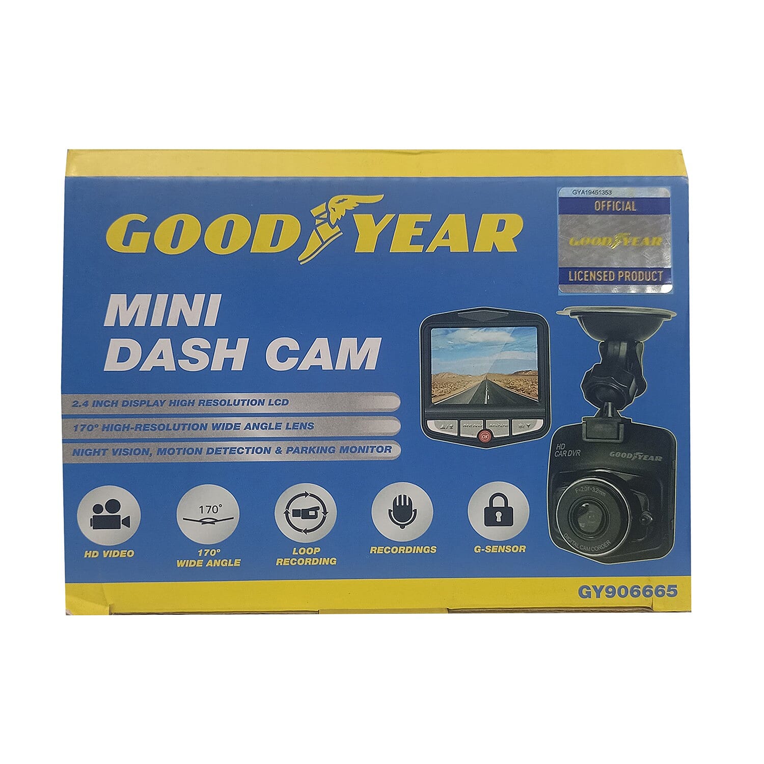 Good Year Mini Dash Cam with Night Vision, Motion Detection & Parking Monitor - Black