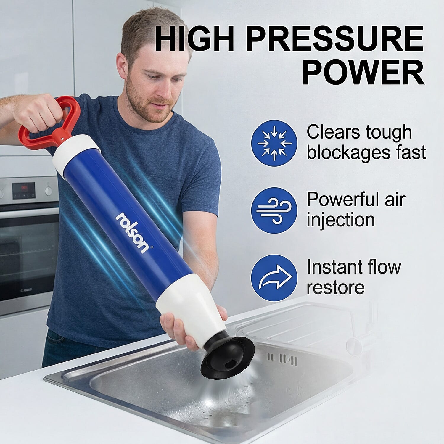 ROLSON High Pressure Drain Blaster (Cleans Drain Without Chemicals)