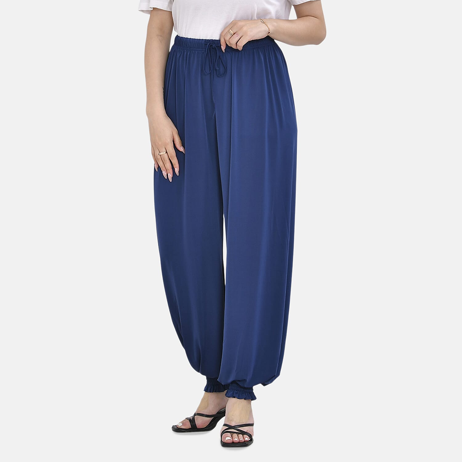 Tamsy Womens Loose Fit Harem Style Trousers (Size 8-16) - Blue