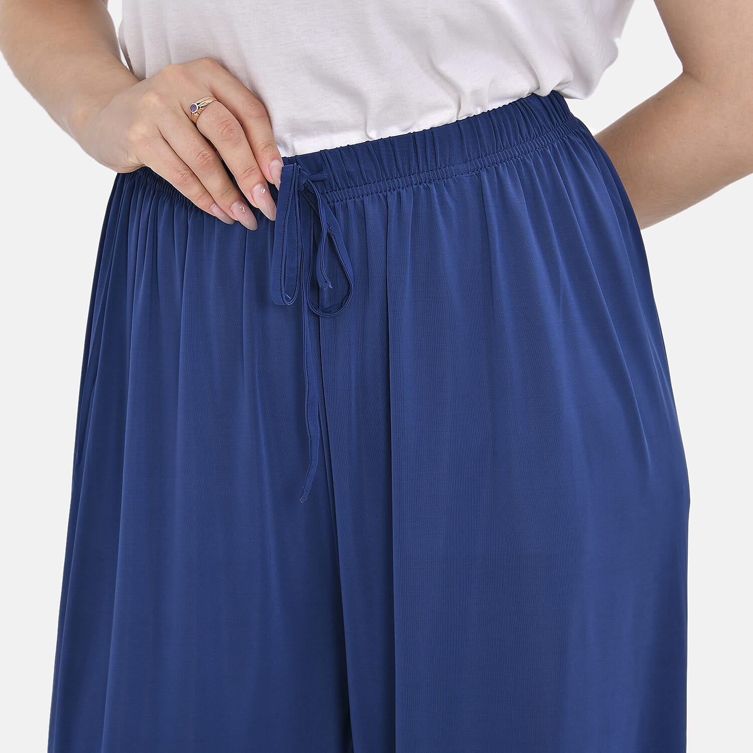 Tamsy Womens Loose Fit Harem Style Trousers (Size 8-16) - Blue