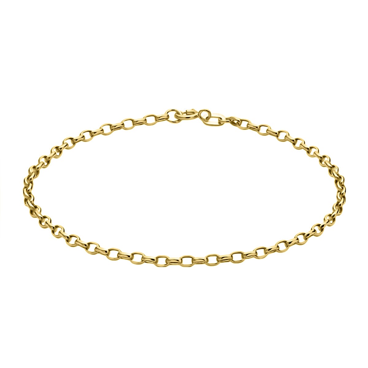 9K Yellow Gold Oval Diamond Cut Belcher Bracelet (Size - 7.5)