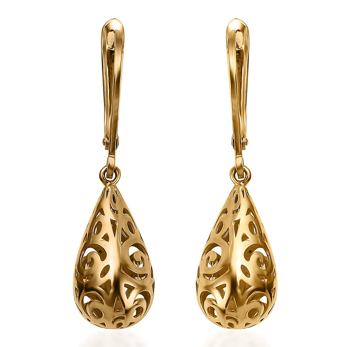 Italian Closeout Deal - First Time - 9K Yellow Gold Filigree Teardrop Earrings