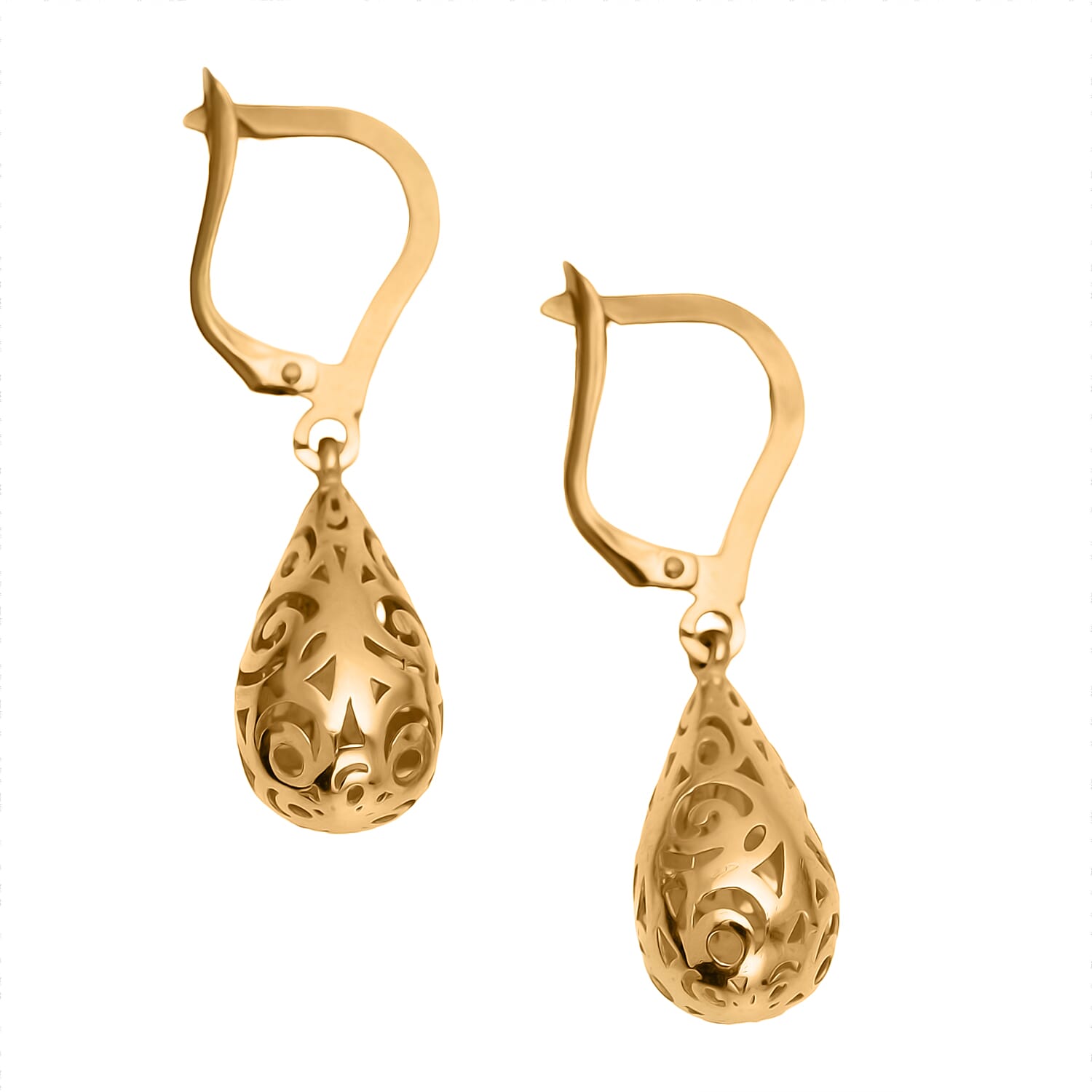 Italian Closeout Deal - First Time - 9K Yellow Gold Filigree Teardrop Earrings