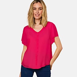 Emreco Angel Sleeve V-Neck Button Blouse