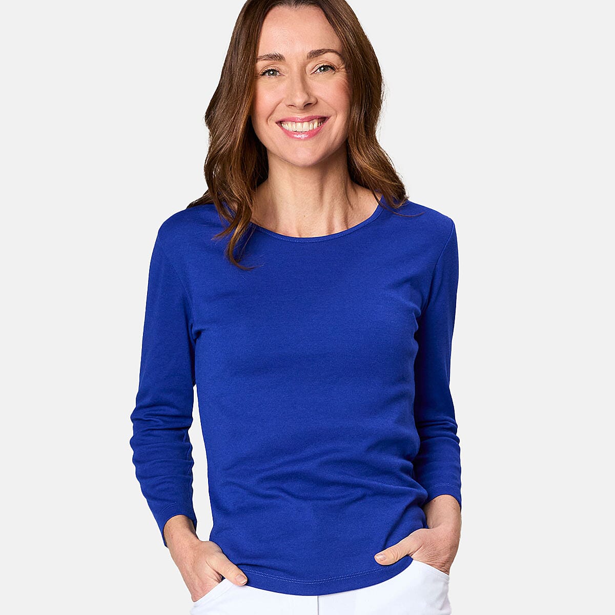 Emreco 3-4 Sleeve 10 Crew Neck Top (Size 14) - Royal Blue