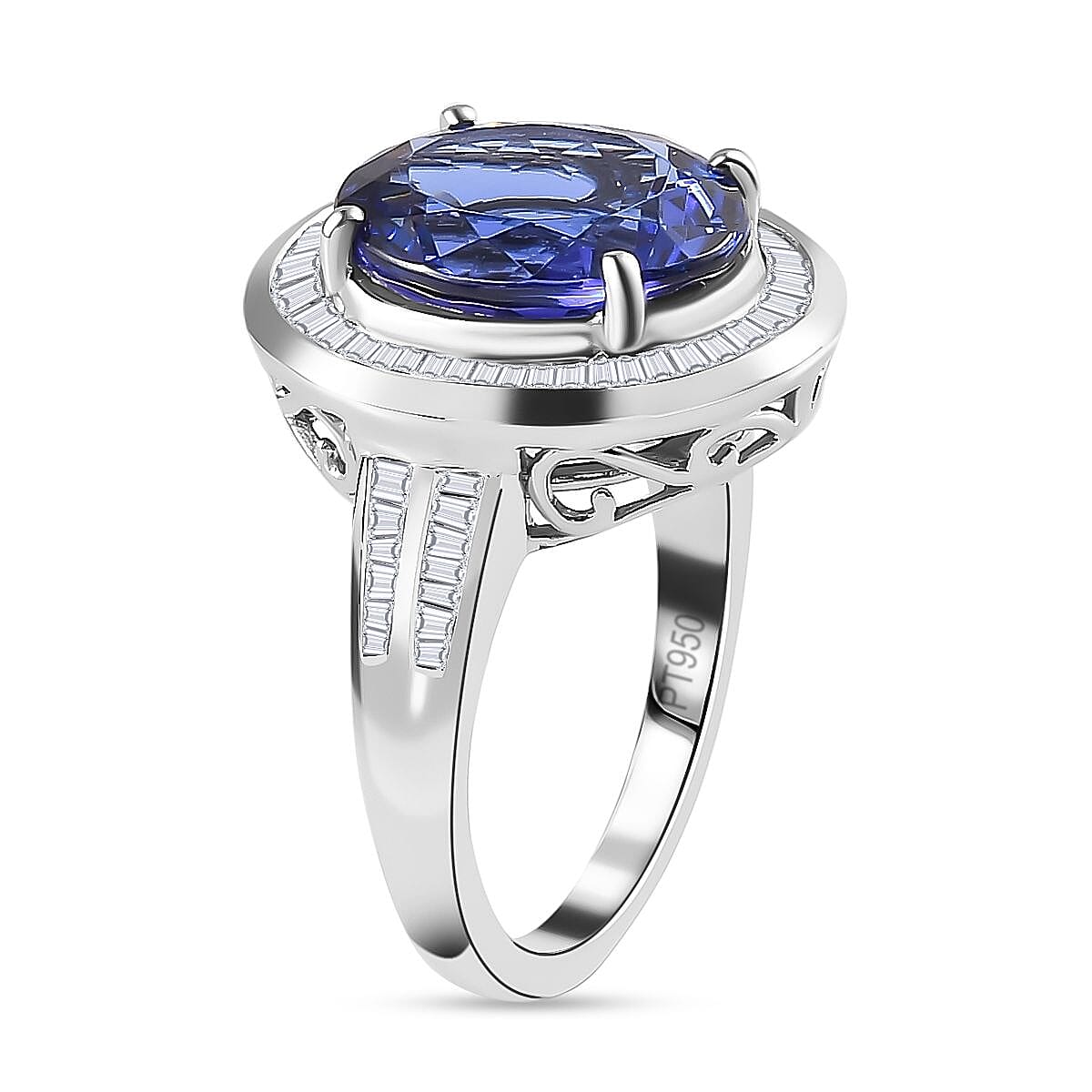 RHAPSODY - 950 Platinum AAAA Intense Vivid Tanzanite & Diamond (VS-EF) Ring 5.52 Ct, Platinum Wt 8.65 GM
