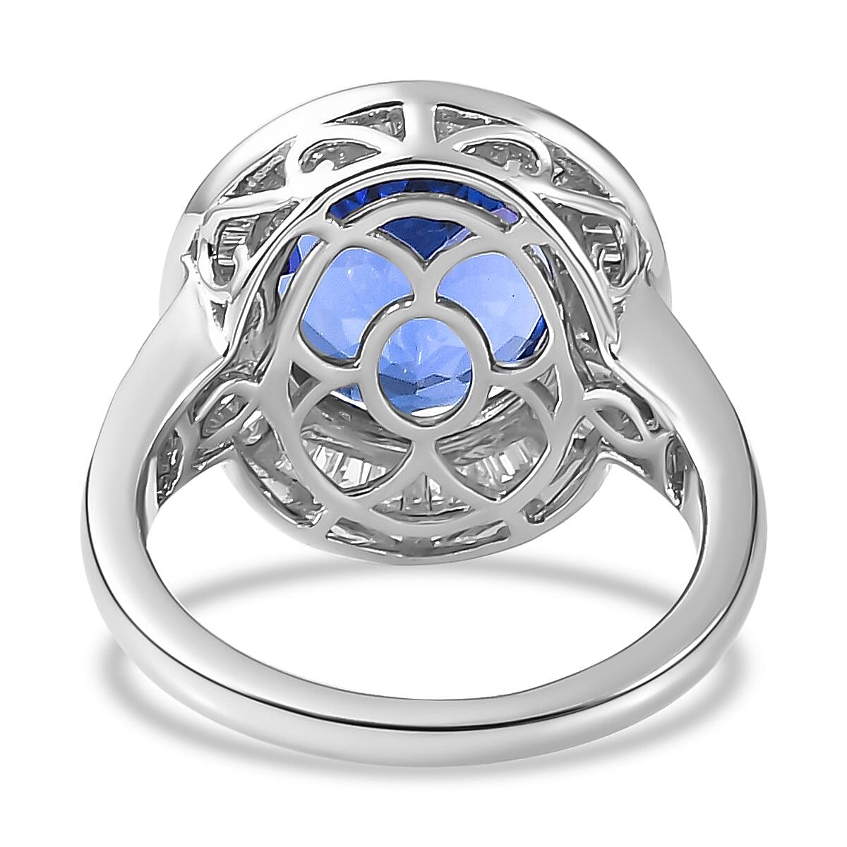 RHAPSODY - 950 Platinum AAAA Intense Vivid Tanzanite & Diamond (VS-EF) Ring 5.52 Ct, Platinum Wt 8.65 GM