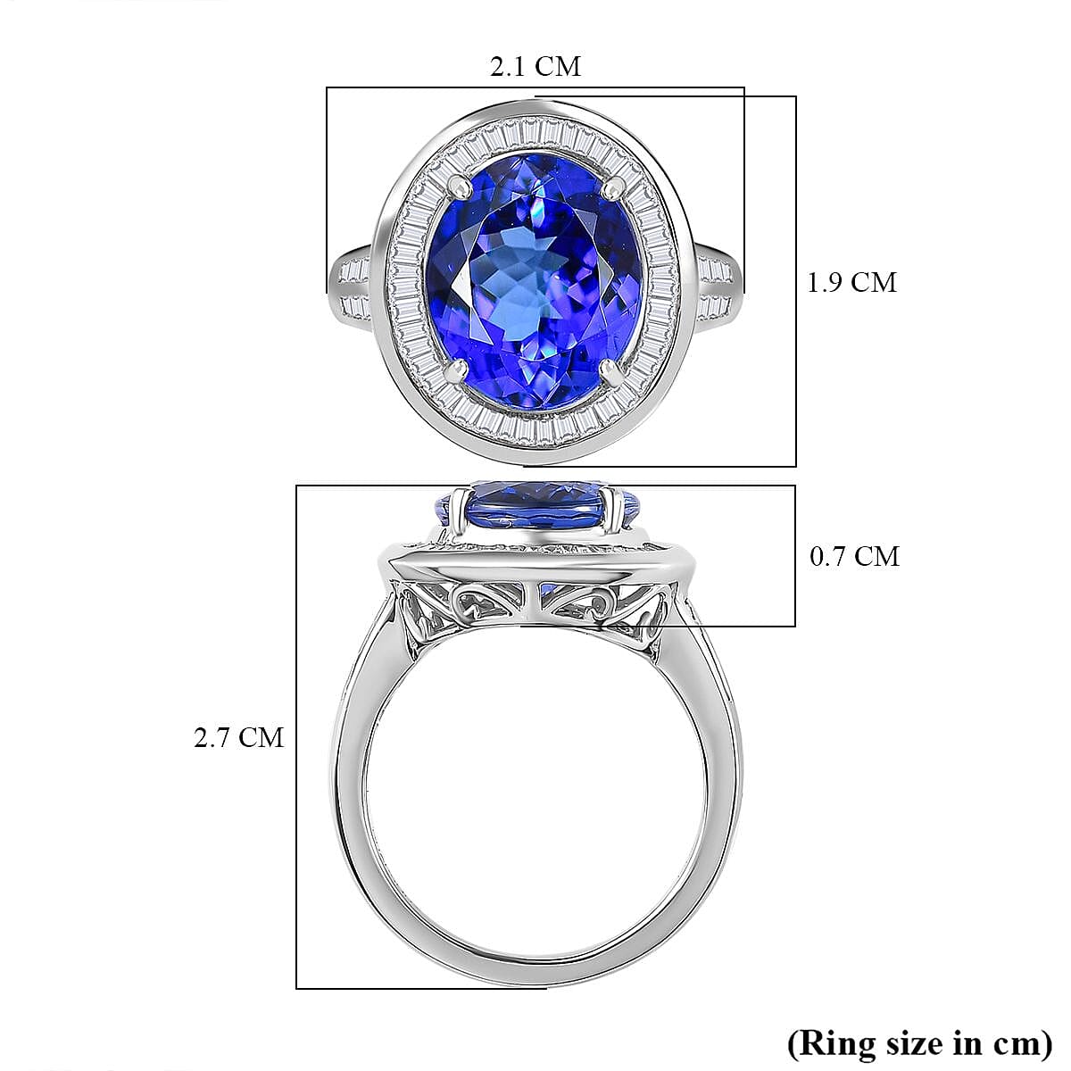 RHAPSODY - 950 Platinum AAAA Intense Vivid Tanzanite & Diamond (VS-EF) Ring 5.52 Ct, Platinum Wt 8.65 GM