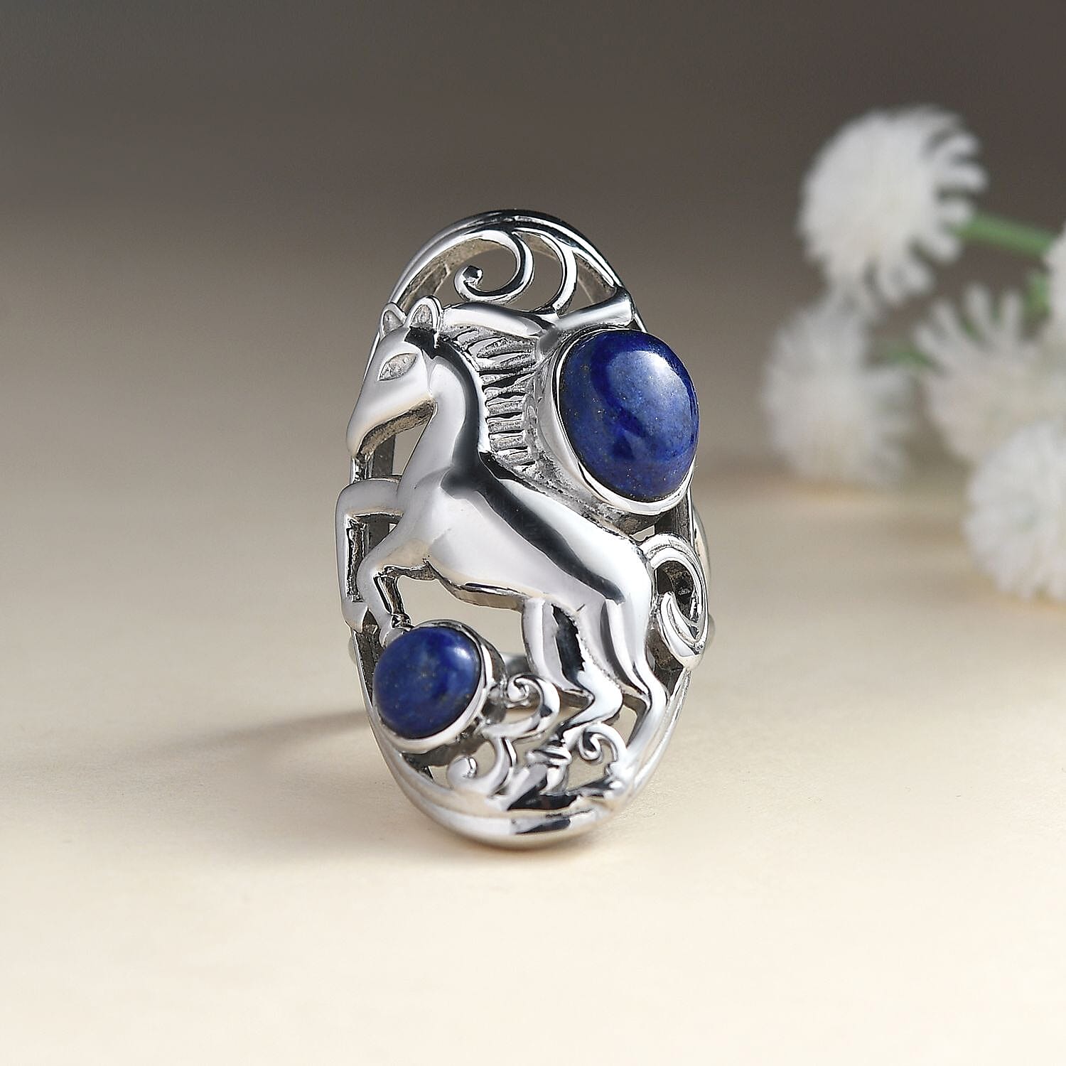 Artisan Crafted Lapis Lazuli Horse Ring