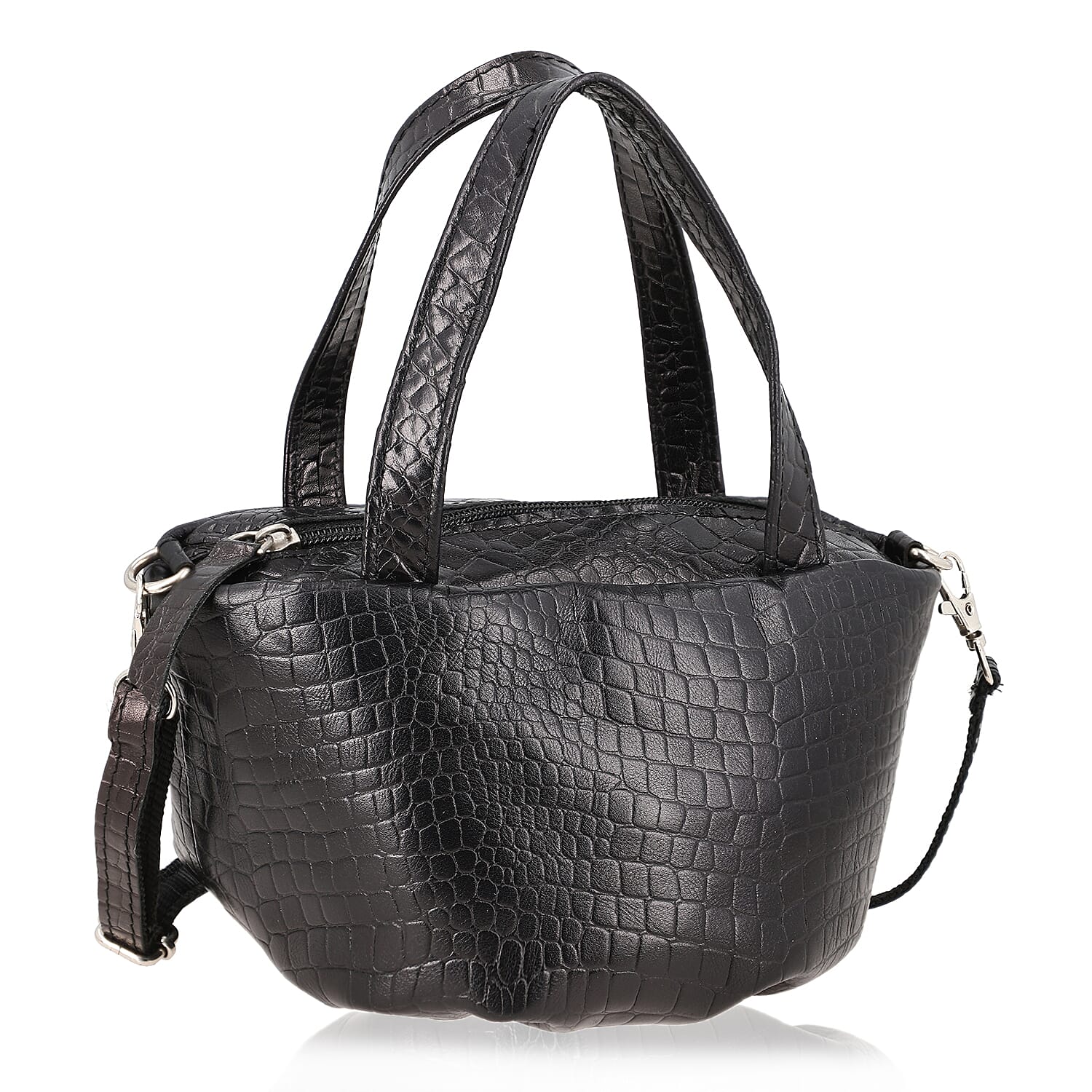 100% Genuine Leather Potli Crossbody Sling Bag - Black