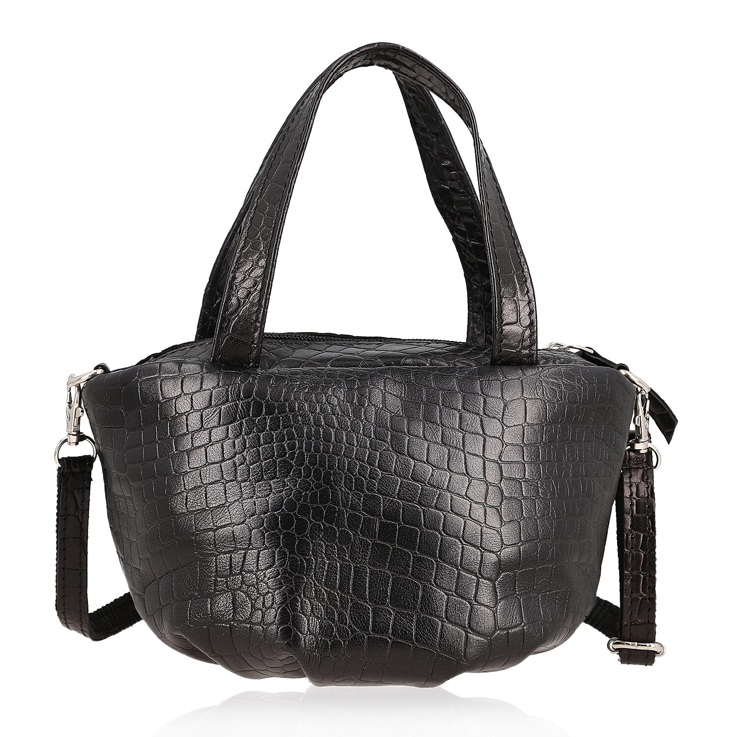 100% Genuine Leather Potli Crossbody Sling Bag - Black