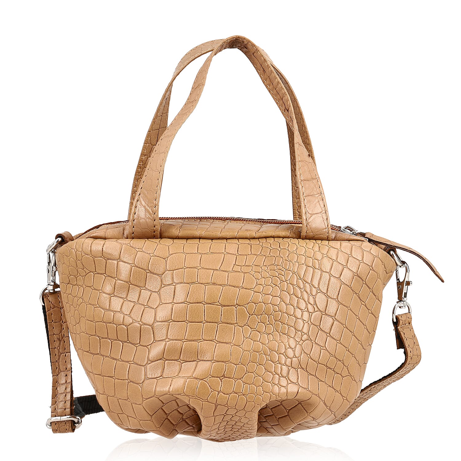 100% Genuine Leather Potli Crossbody Sling Bag - Tan