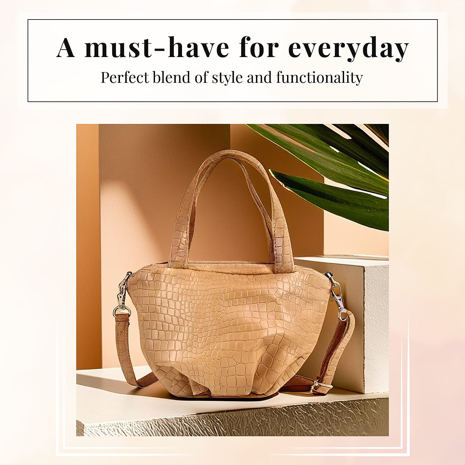 100% Genuine Leather Potli Crossbody Sling Bag - Tan