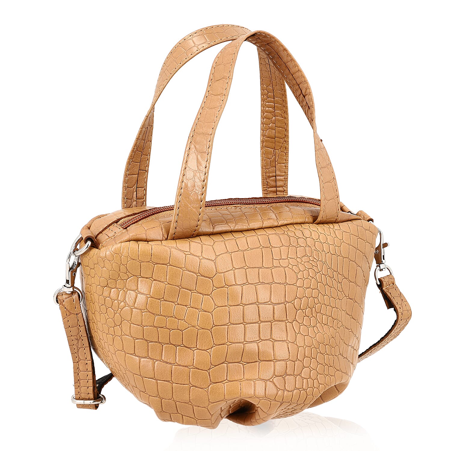 100% Genuine Leather Potli Crossbody Sling Bag - Tan