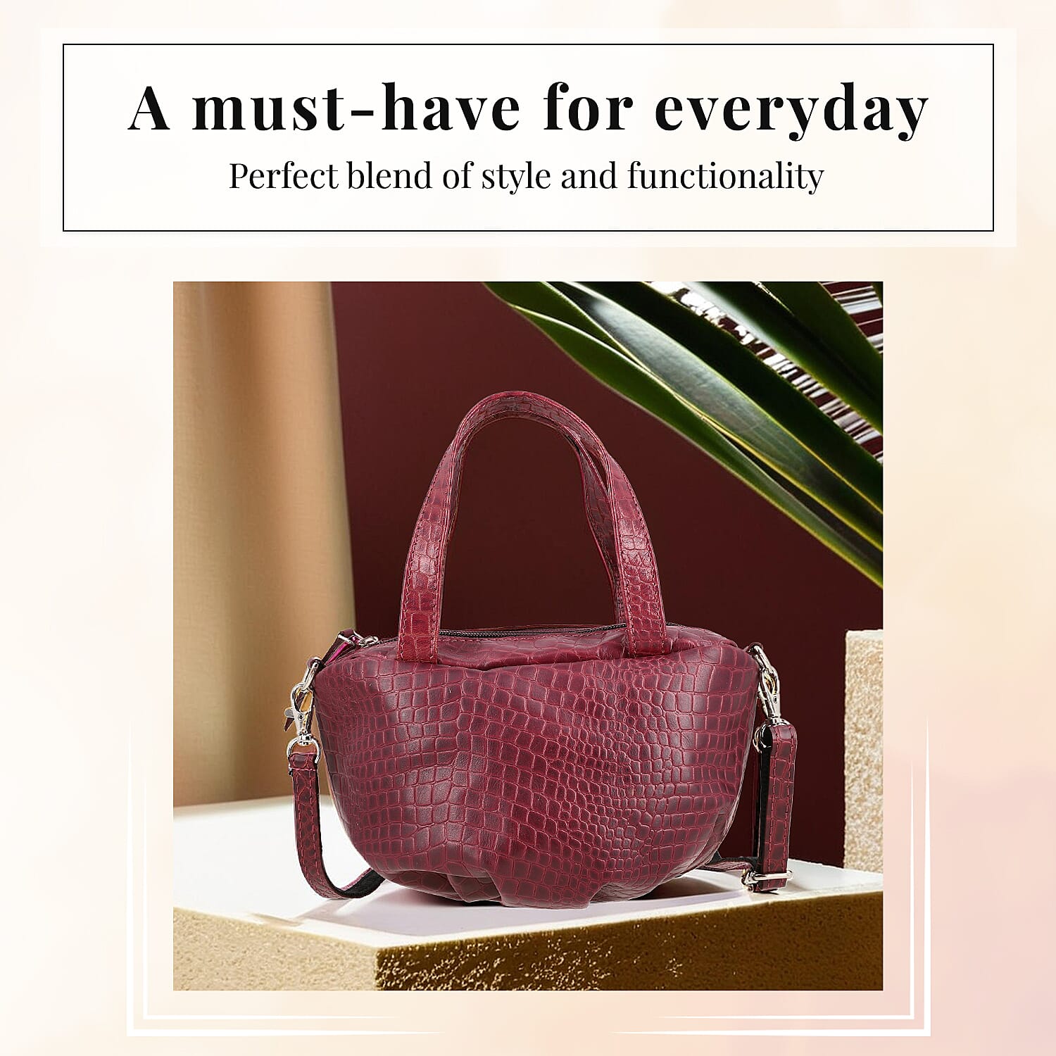 100% Genuine Leather Potli Pochette - Burgundy