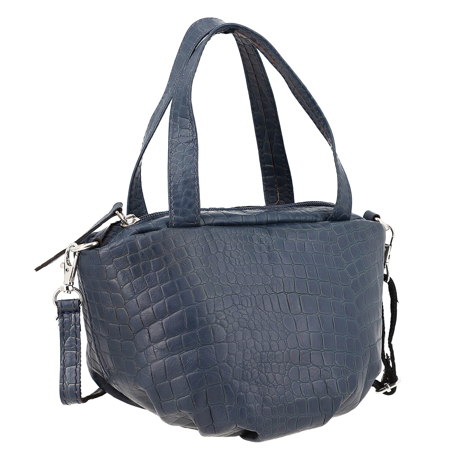 Genuine Leather Crossbody Bag (Size 21x7x16 cm) - Blue & Black Genuine Leather Crossbody Bag (Size 21x7x16 cm) - Blue & Black
