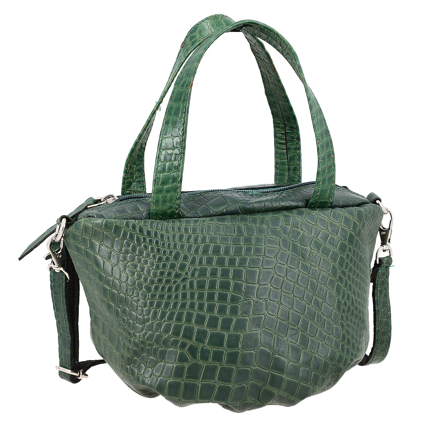 100% Genuine Leather Potli Crossbody Sling Bag - Olive Green