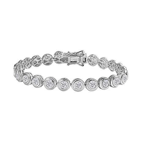 Moissanite Tennis Bracelet (Size - 8) in Platinum Overlay Sterling Silver 5.95 Ct, Silver Wt 15.60 GM
