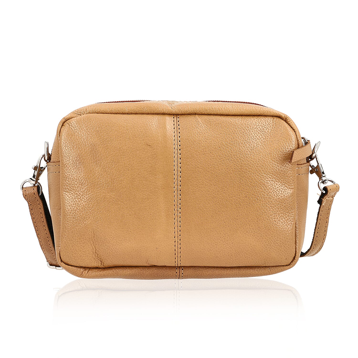 One Time Closeout - Genuine Leather  Crossbody Bag (Size 20x5x12 cm) - Tan