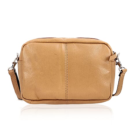 One Time Closeout - Genuine Leather  Crossbody Bag (Size 20x5x12 cm) - Tan