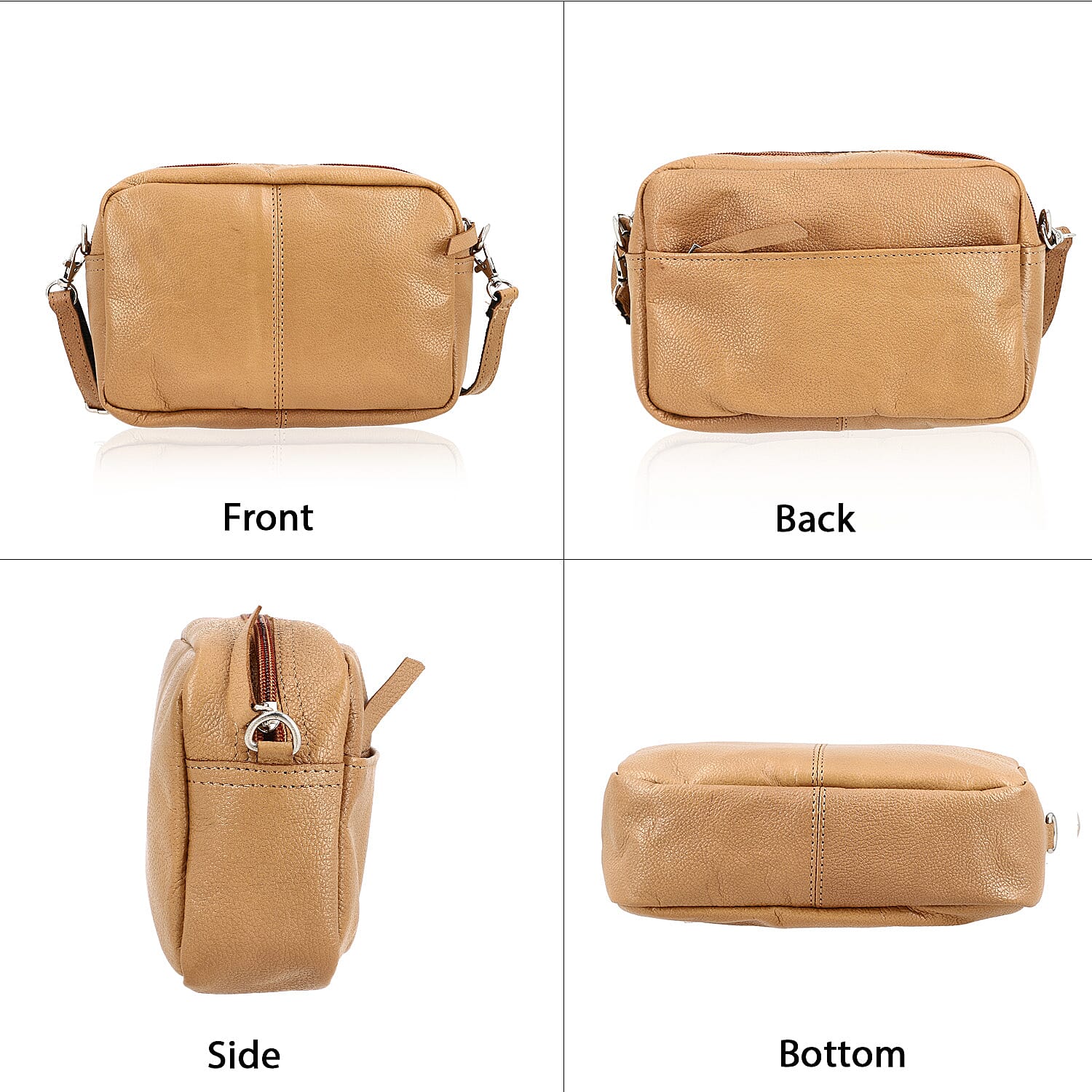 One Time Closeout - Genuine Leather  Crossbody Bag (Size 20x5x12 cm) - Tan