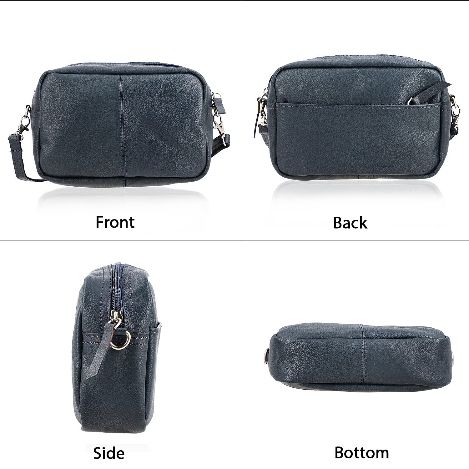 100% Genuine Leather Crossbody Sling Bag - Blue