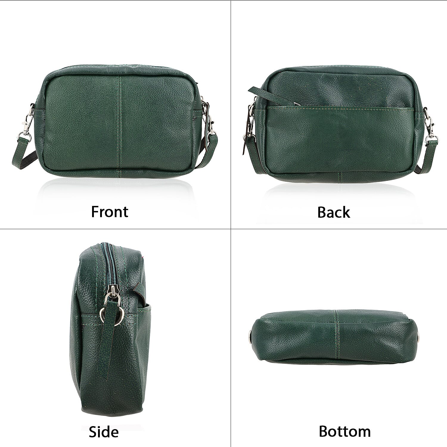 One Time Closeout - Leather Patterned Crossbody Bag (Size 20x5x12 cm) - Olive Green