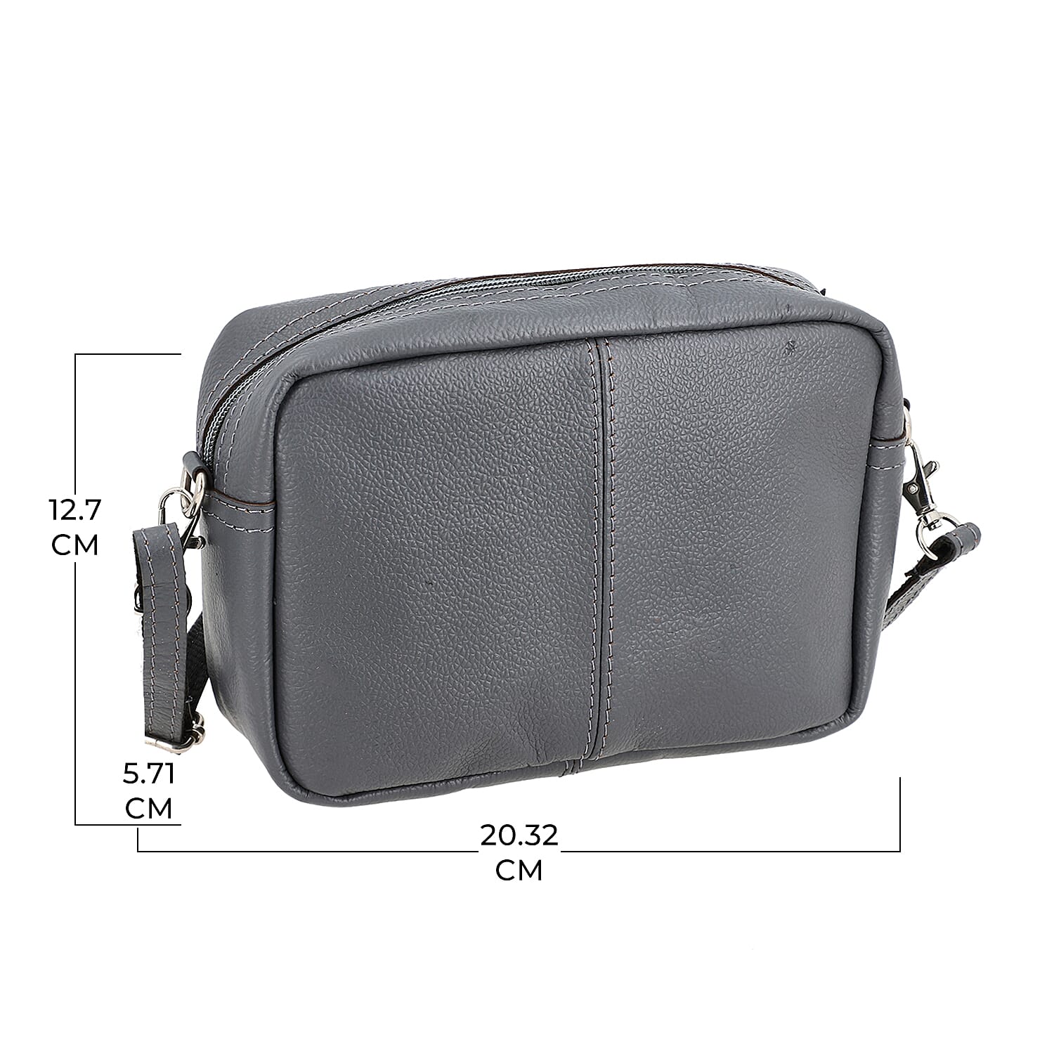 100% Genuine Leather Crossbody Sling Bag - Grey
