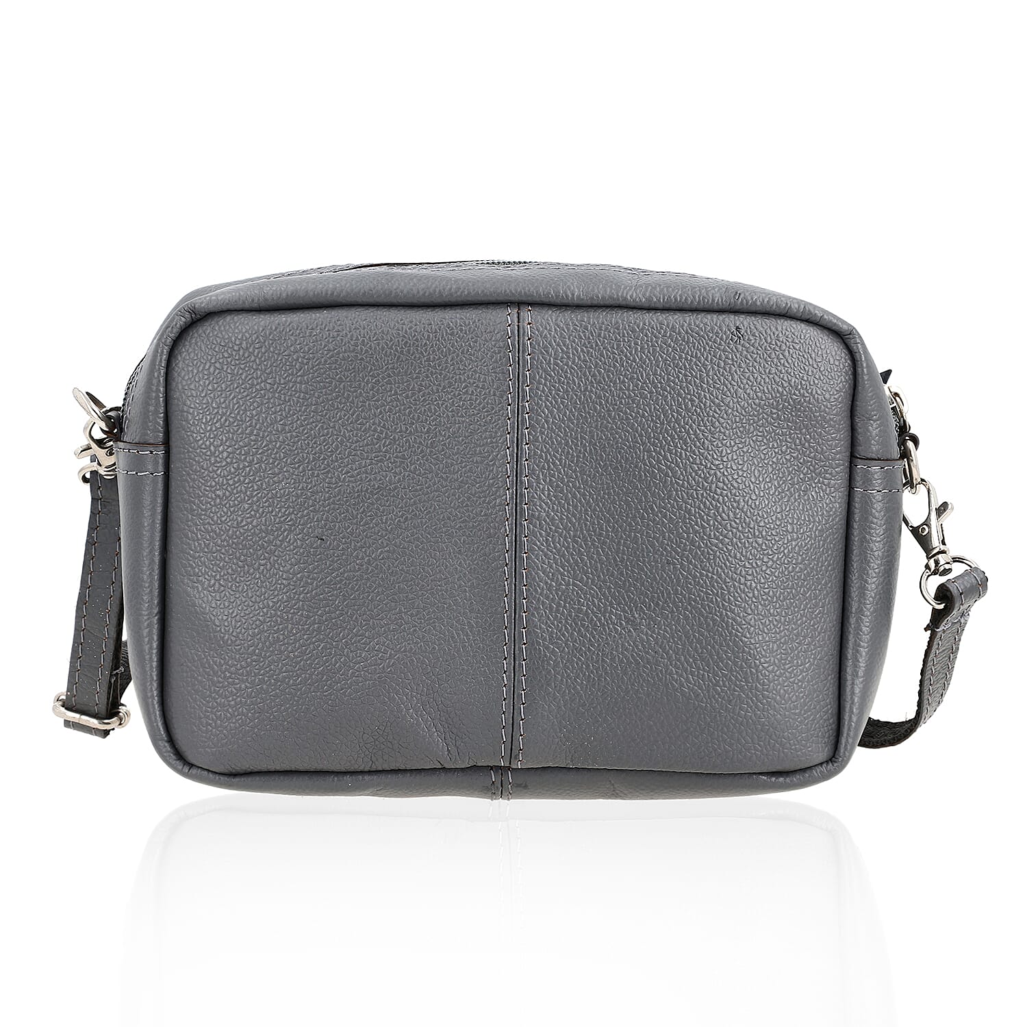 One Time Closeout - Leather Patterned Crossbody Bag (Size 20x5x12 cm) - Grey