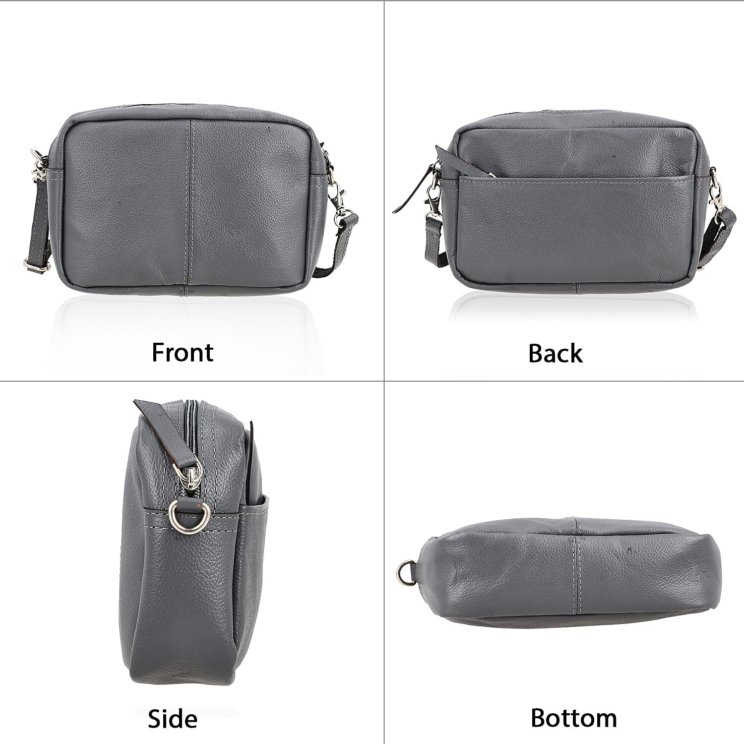 One Time Closeout - Leather Patterned Crossbody Bag (Size 20x5x12 cm) - Grey